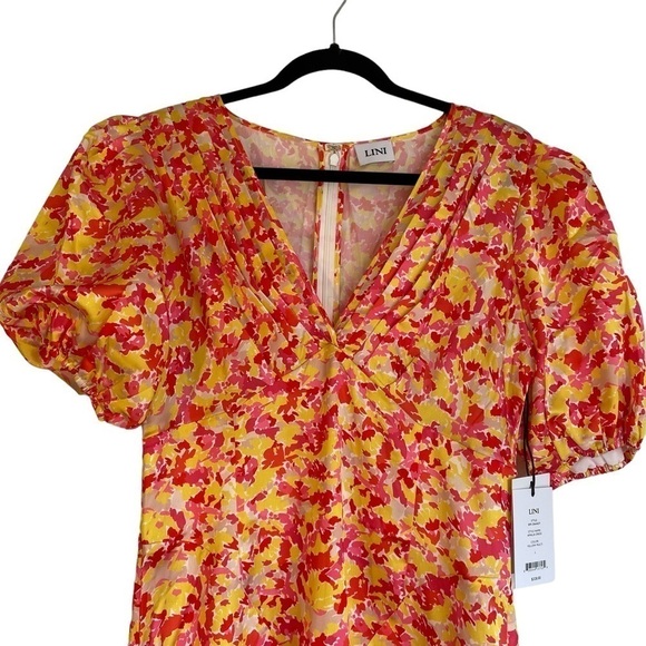 LINI Amalia Yellow Red Multi Maxi Dress Size Large New with Tags - Picture 2 of 14
